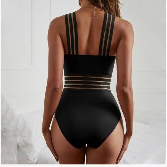 Kenneth Cole Ribbon Cross Neck Sexy One-piece Swimsuit Women's Size Small - Picture 3 of 8